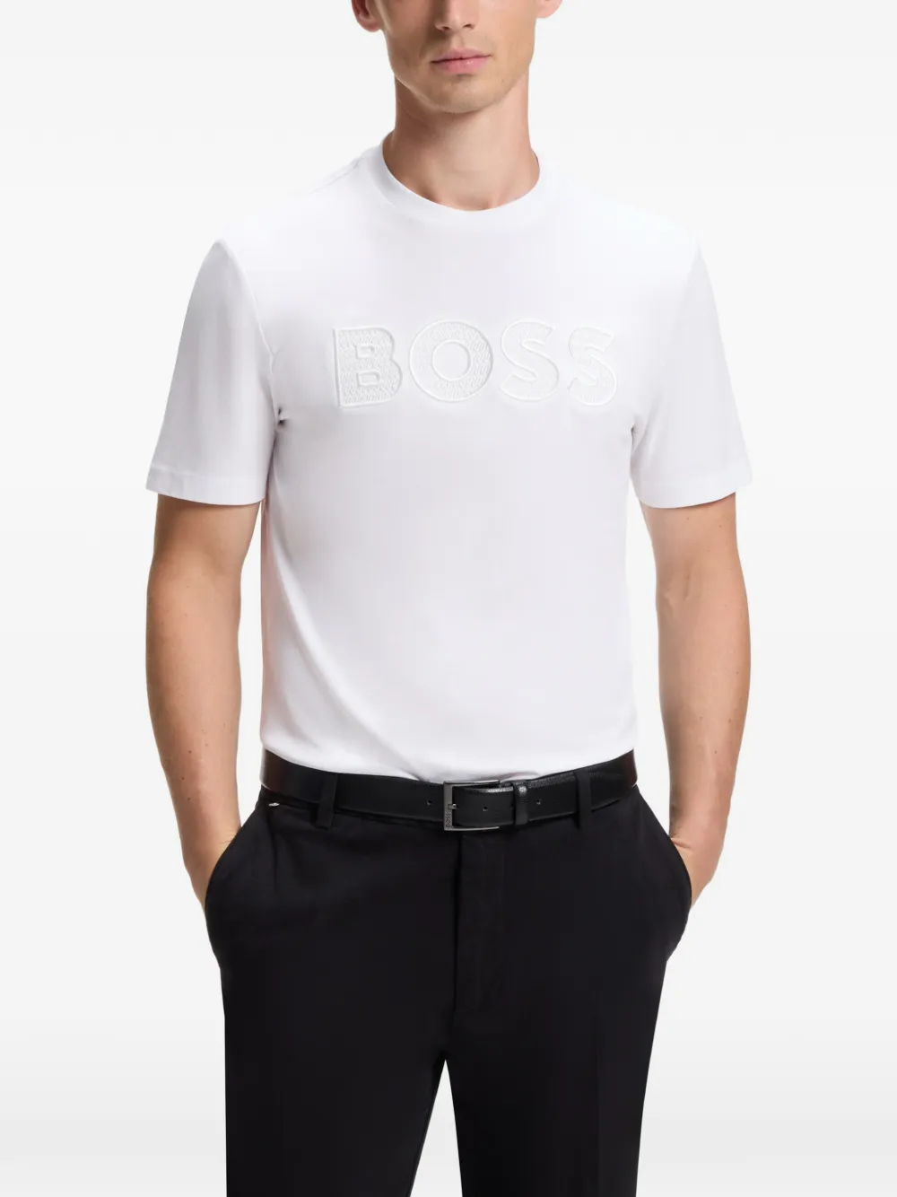 BOSS Katoenen-jersey T-shirt met logo Wit