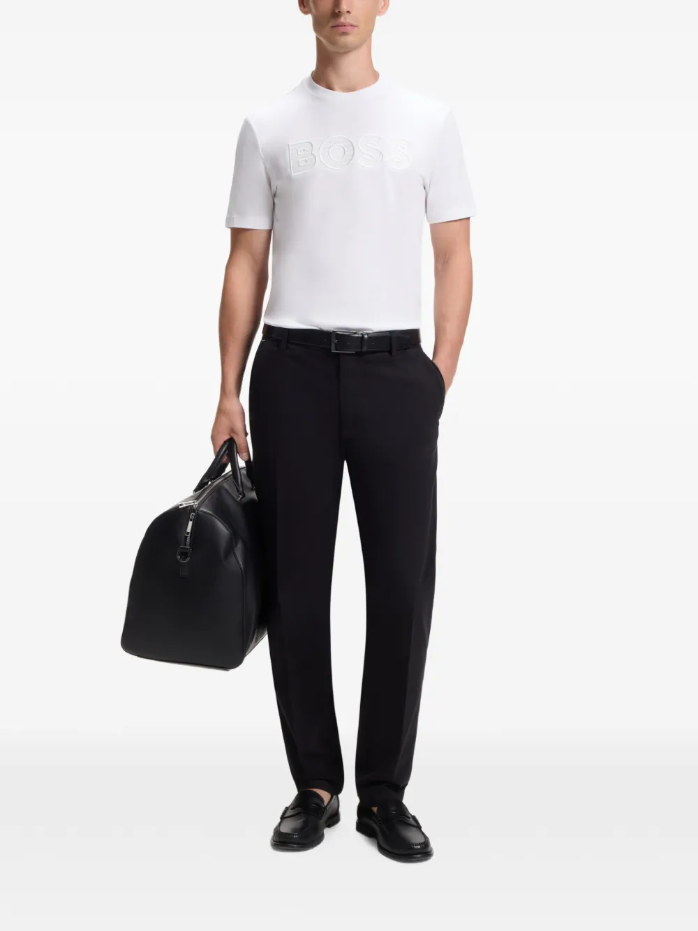 BOSS Katoenen-jersey T-shirt met logo Wit