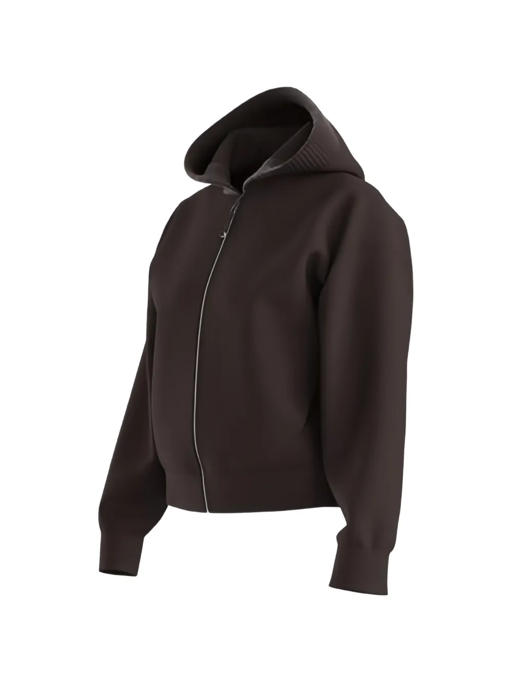 BOSS Ruimvallende hoodie met rits en scuba jersey Bruin