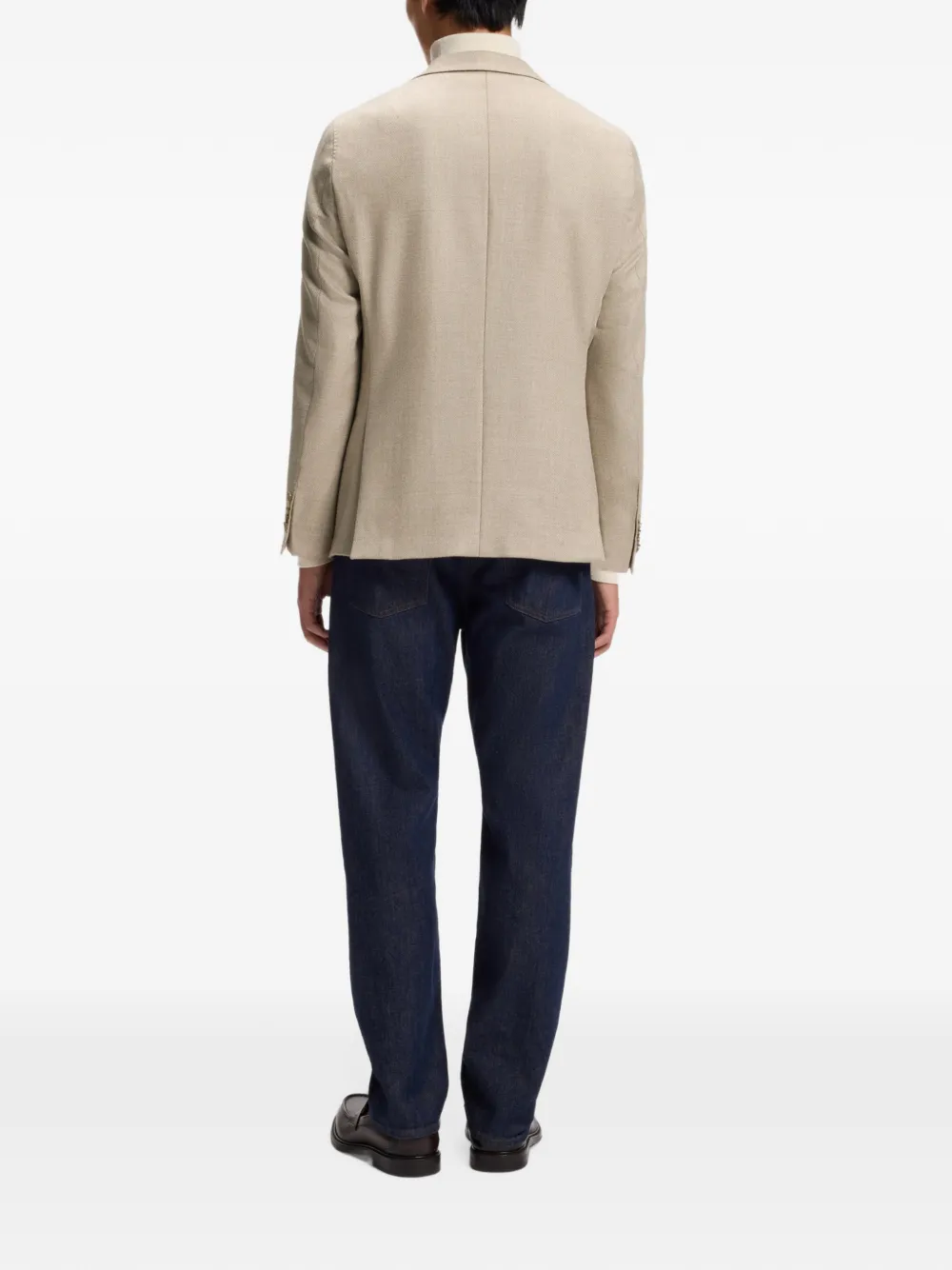 BOSS regular-fit blazer in virgin wool with silk Beige