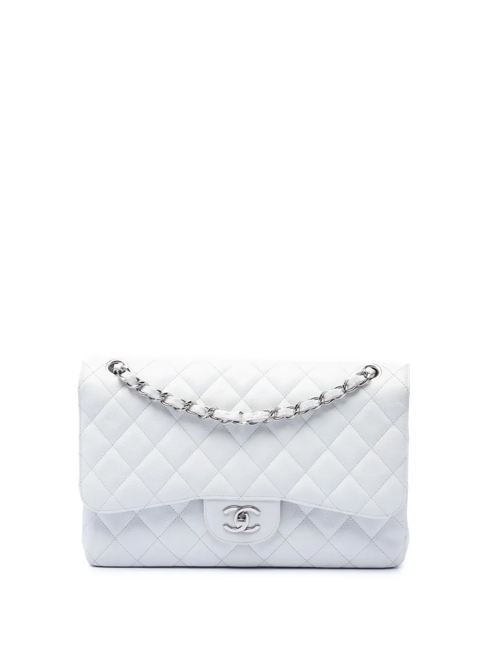 CHANEL Pre-Owned 2010-2011 Jumbo Classic Caviar Double Flap shoulder bag - White
