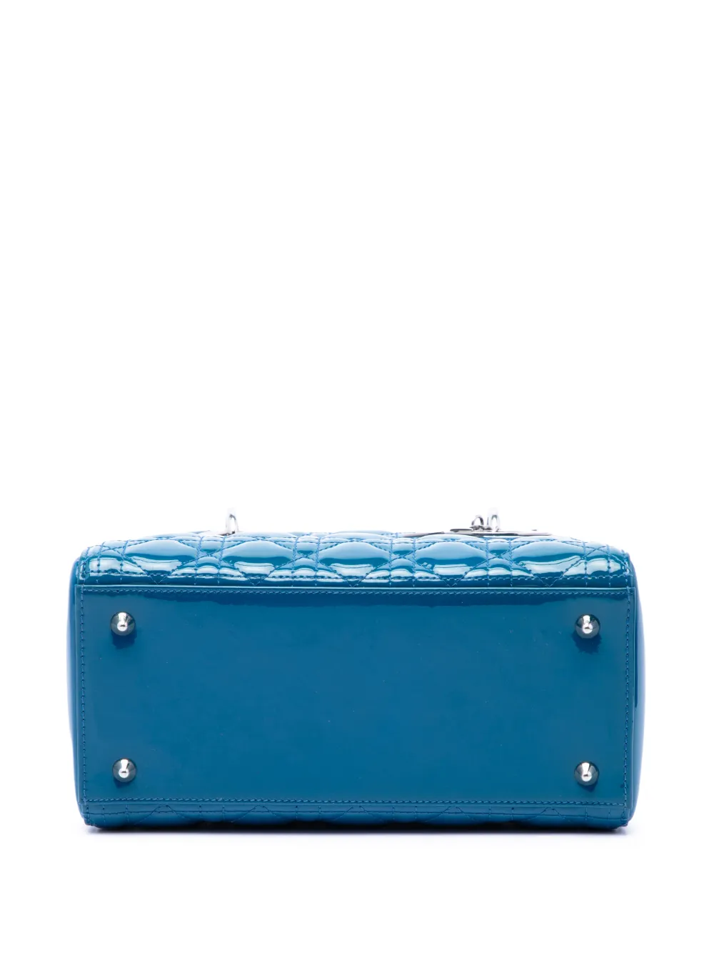 Dior Pre-owned 2015 Medium Patent Cannage Lady Dior Satchel in Blue, view 4