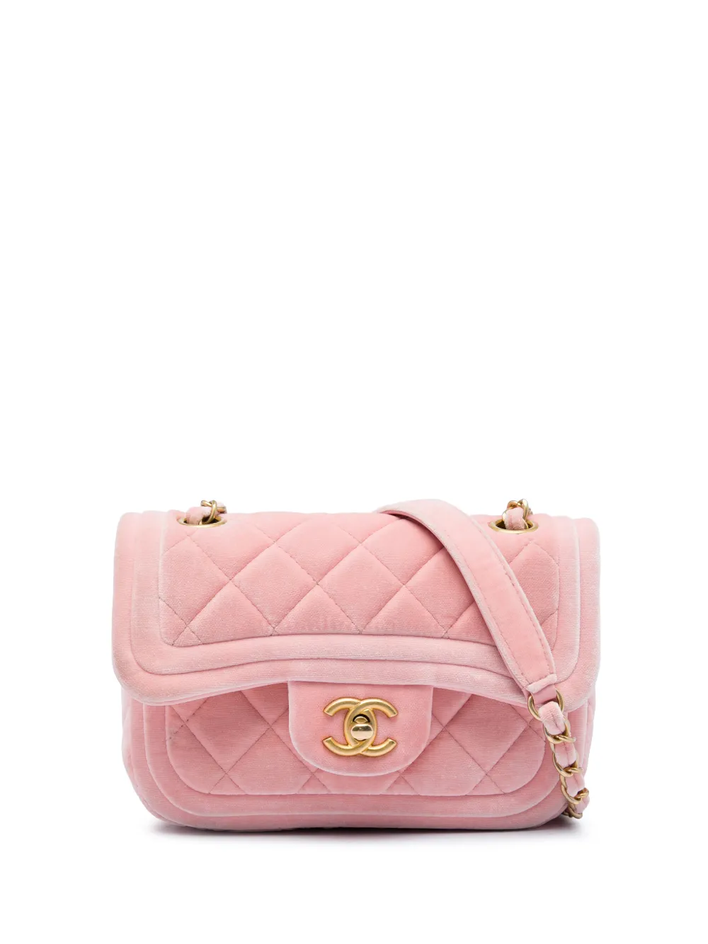 CHANEL Pre-Owned 2021-2026 Mini Quilted Velvet Double Frame Flap crossbody bag - Pink