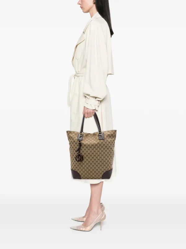 Gucci Pre-Owned 2016-2026 ラージ GGキャンバス GGチャーム トート