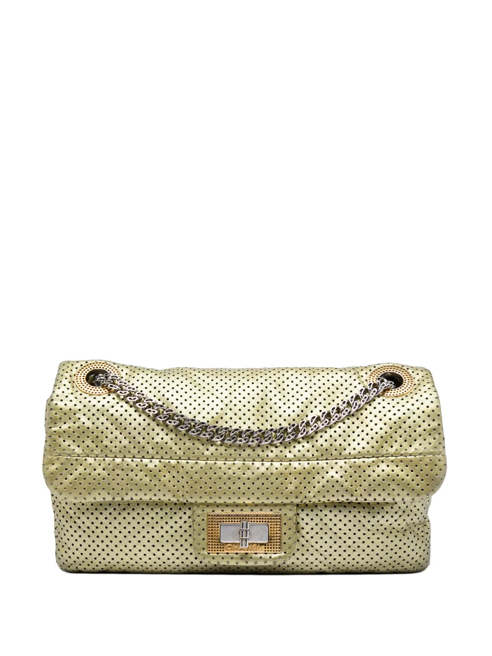 CHANEL Pre-Owned 2008-2009 Metallic Perforated Calfskin Reissue 2.55 Drill Flap shoulder bag - Gold