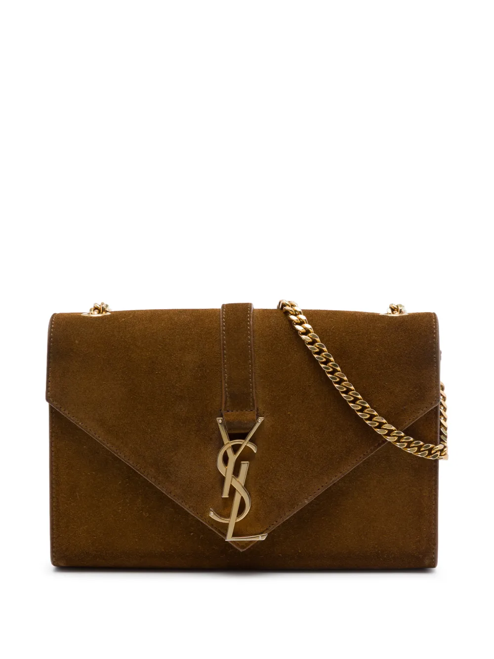 Saint Laurent Pre-Owned 2015 Small Suede Monogram Envelope crossbody bag - Marrone