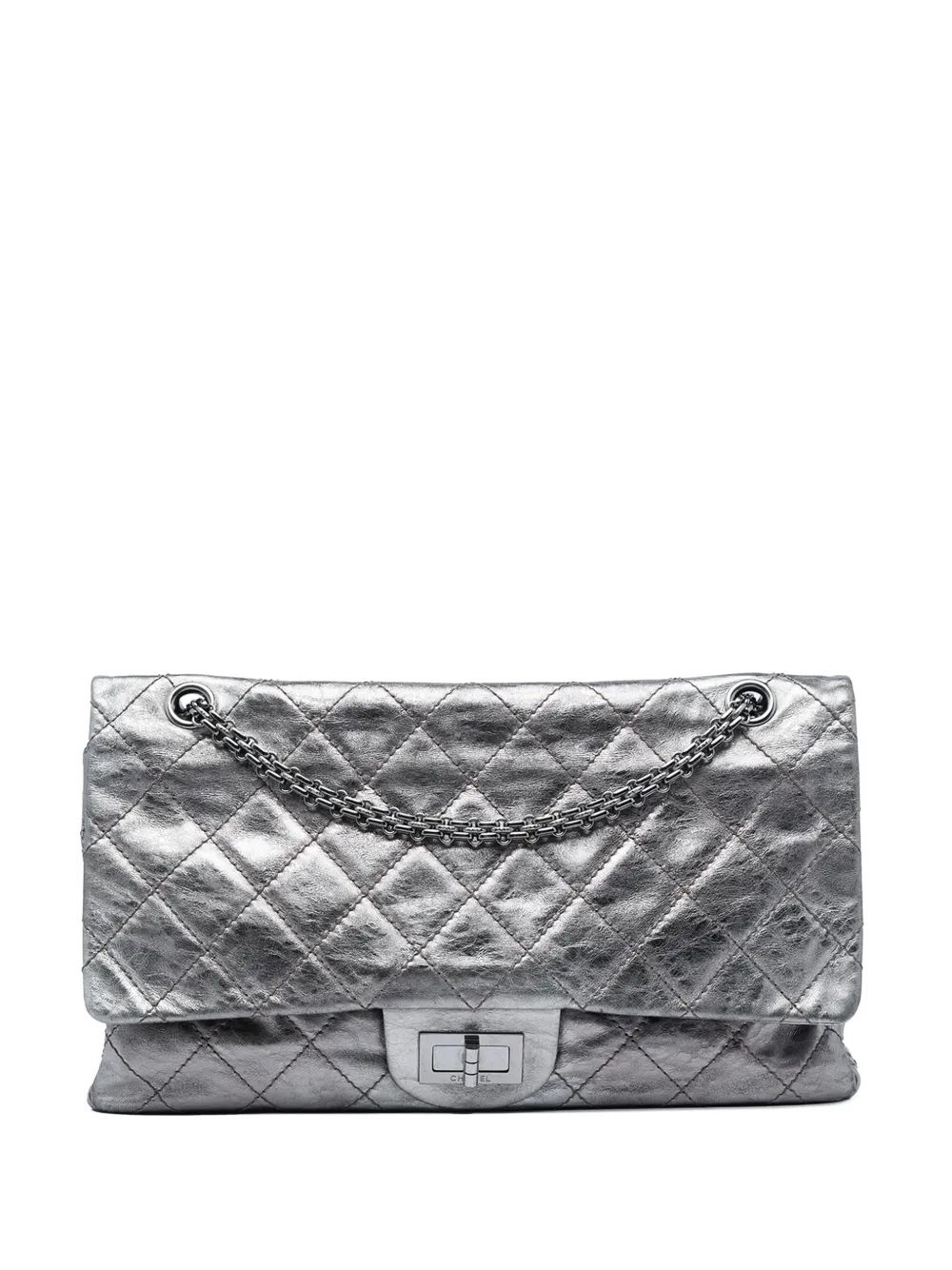 CHANEL Pre-Owned 2008-2009 Quilted Metallic Aged Calfskin Reissue 2.55 Double Flap 227 shoulder bag - Silver