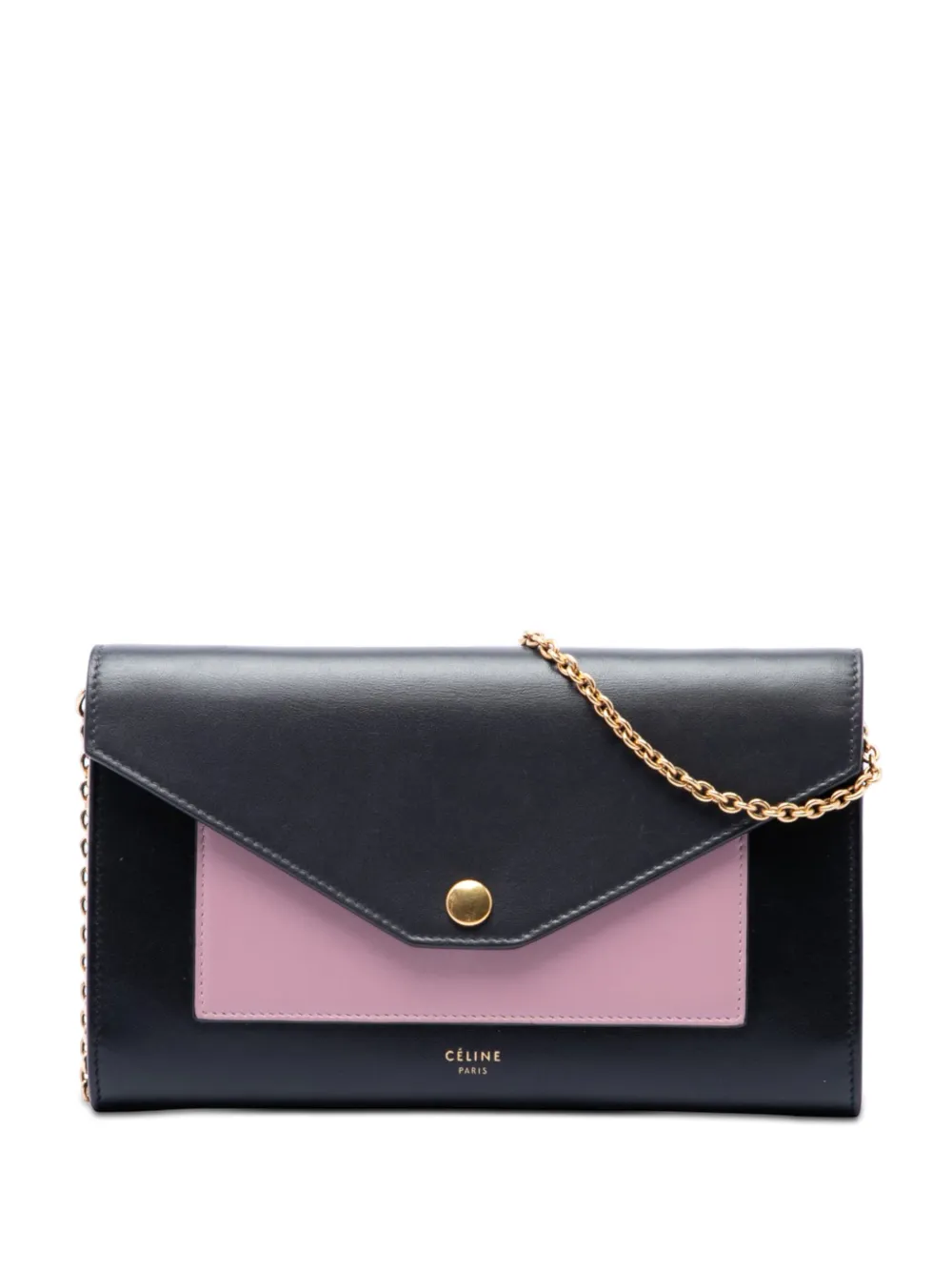 Celine Pre-Owned 2018 Bicolor Leather Pocket Envelope Wallet On Chain crossbody bag - Black