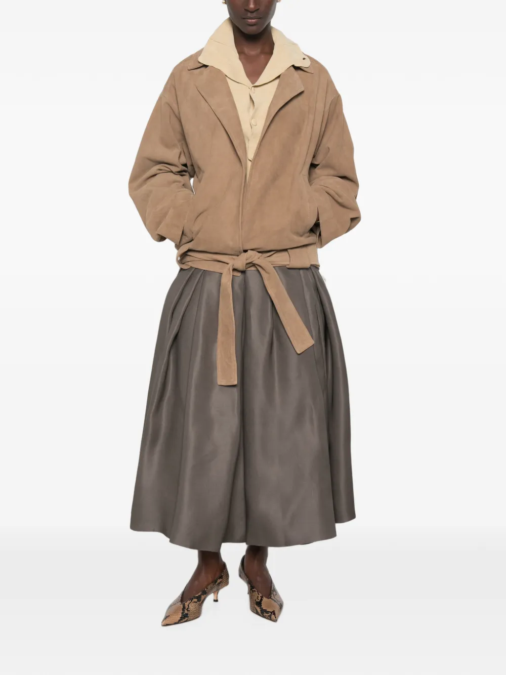 KHAITE Belted Notch-lapels Jacket in Brown, view 2