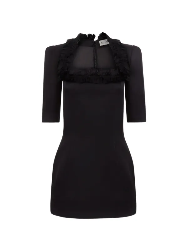 Nina Ricci Ruffle-trim Mini Dress in Black
