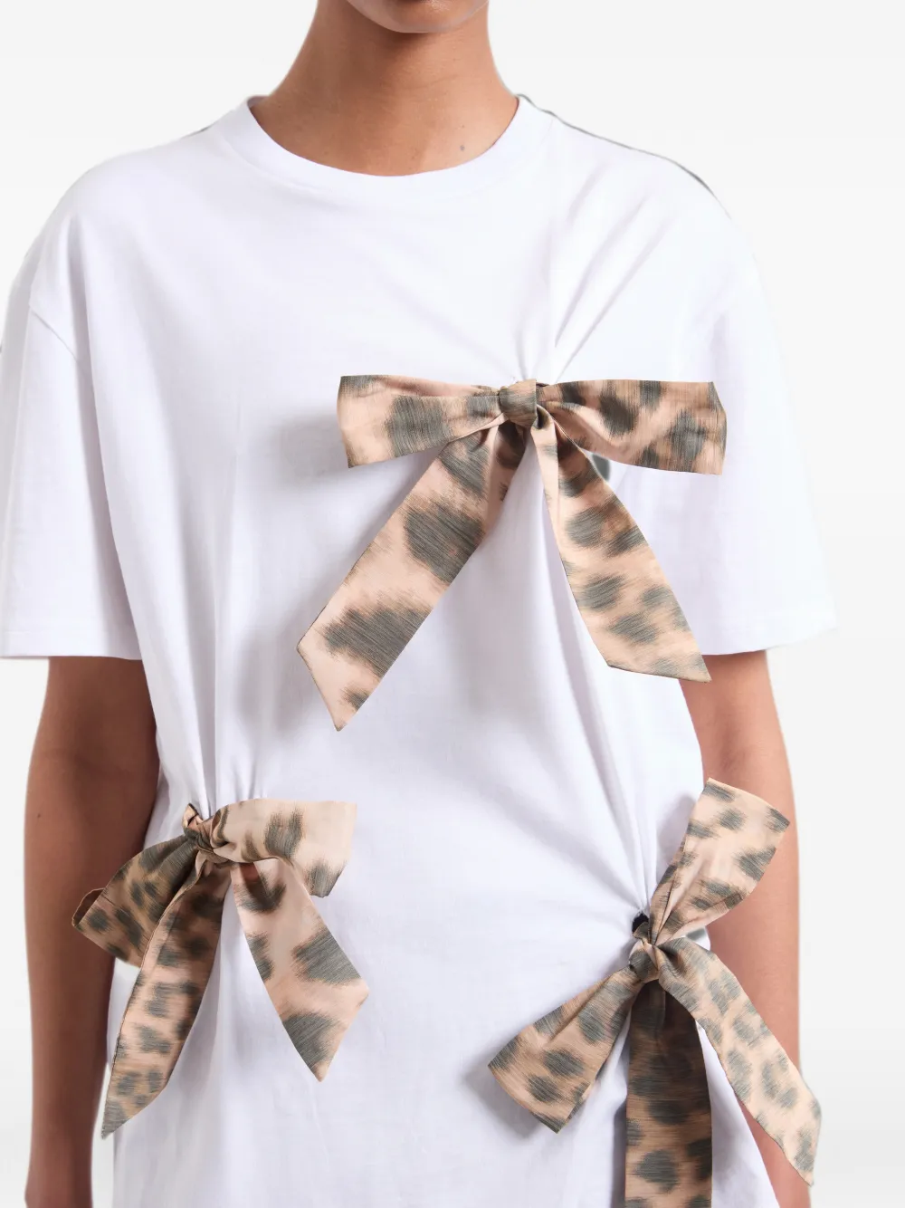 Nina Ricci leopard-print bow-detail T-shirt Wit
