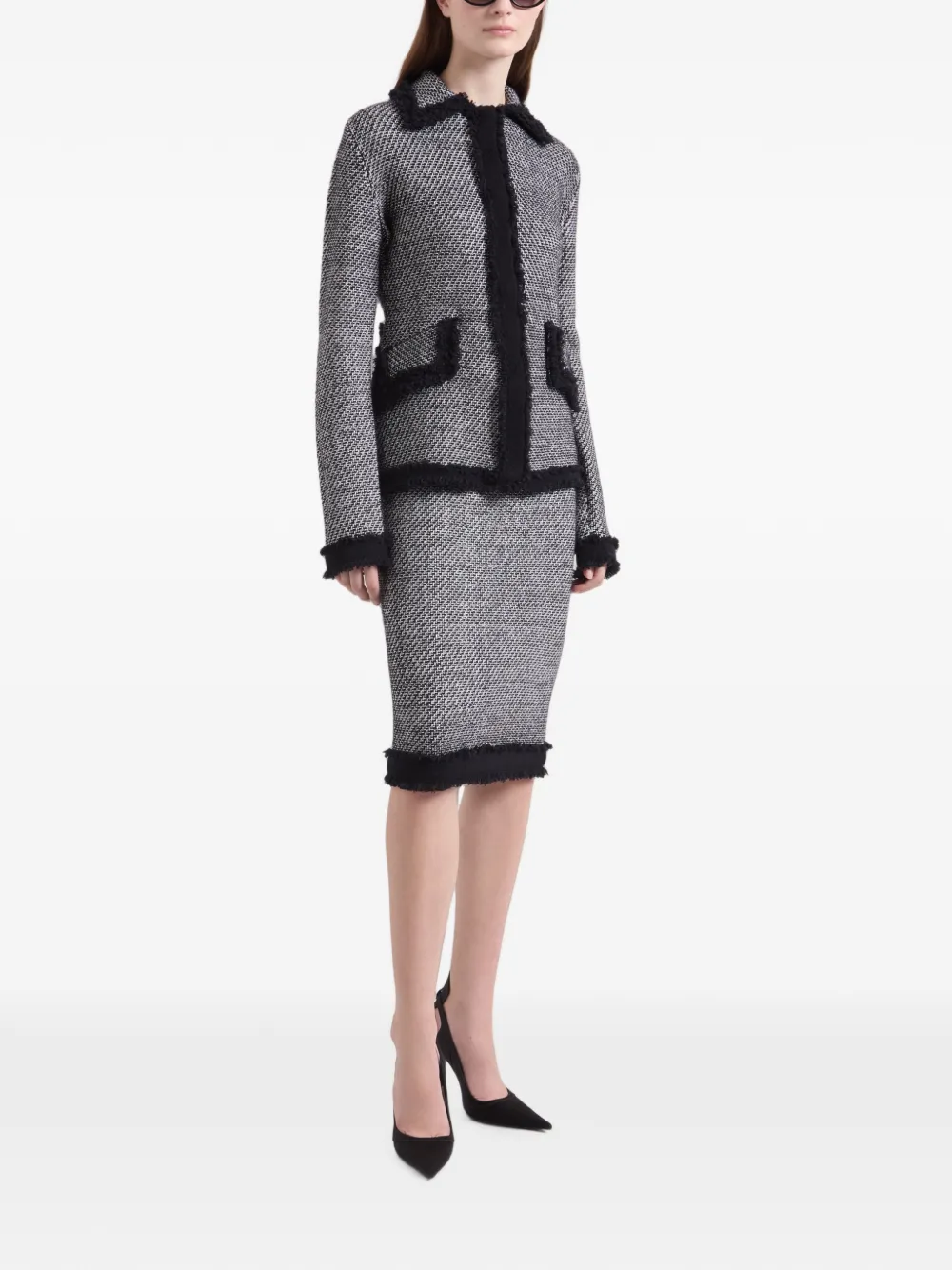 Nina Ricci Tweed vest met franje afwerking Grijs