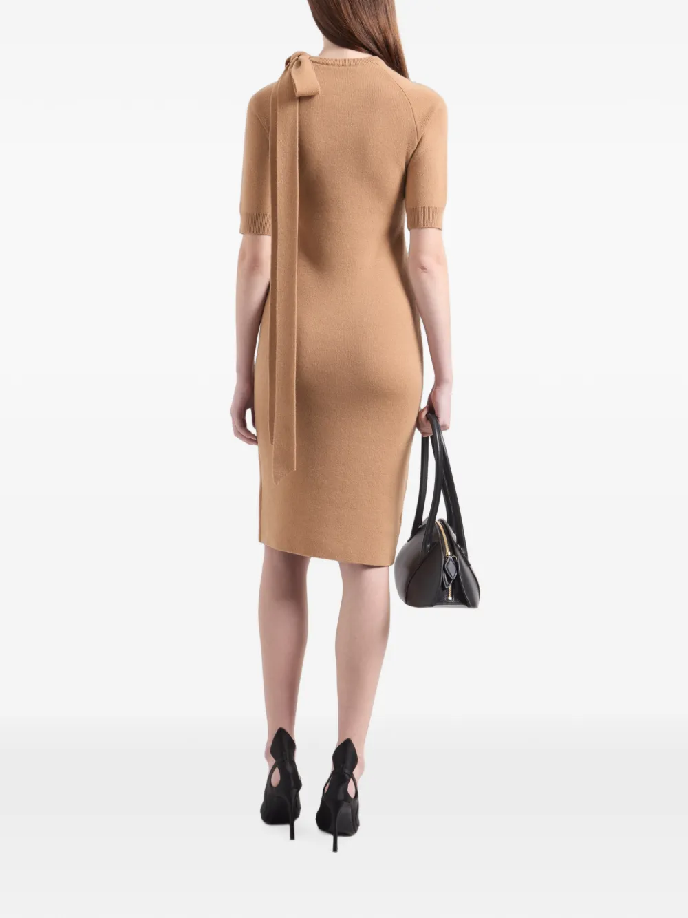 Nina Ricci Lace-panelled Bow-detail Midi Dress in Neutrals, view 4