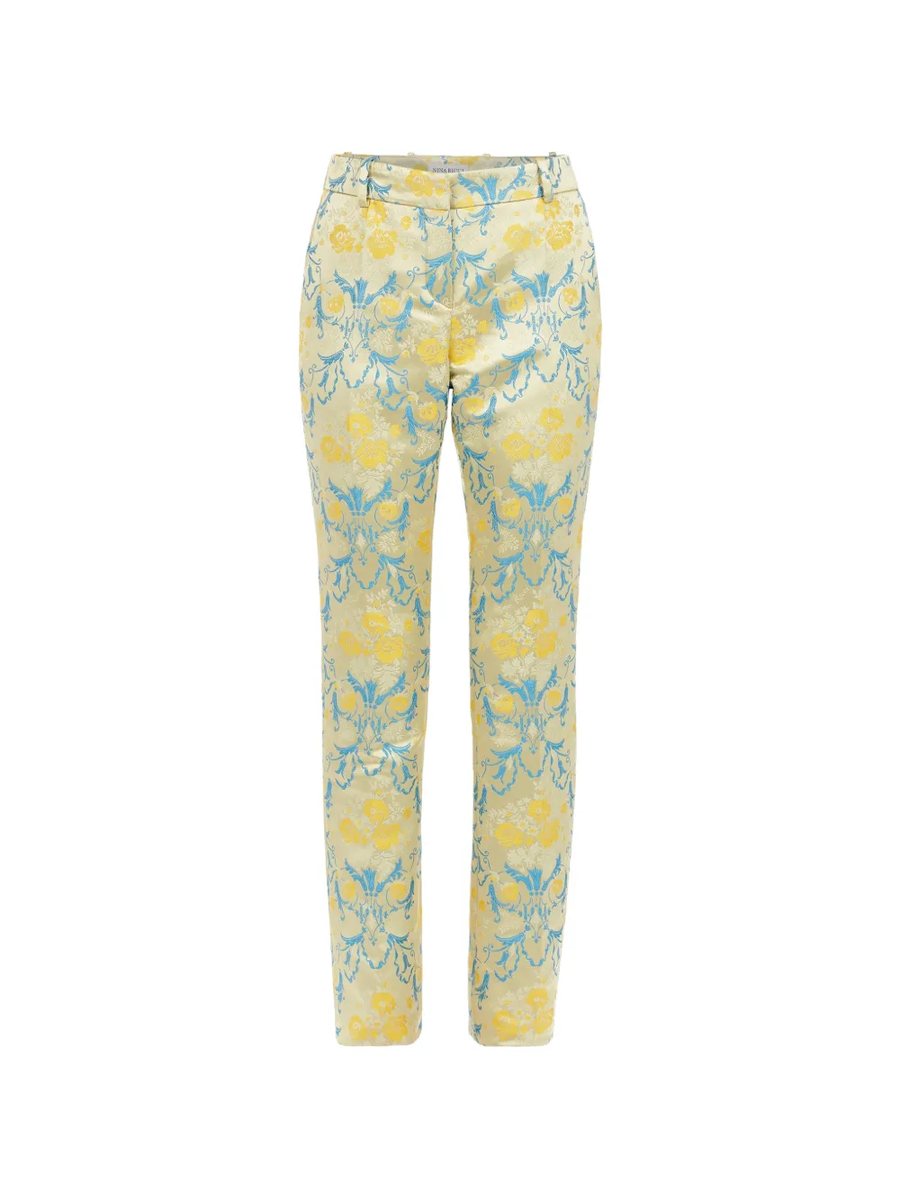 Nina Ricci floral-jacquard straight-leg trousers Beige