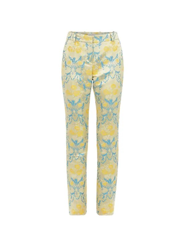 Nina Ricci Floral-jacquard Straight-leg Trousers in Neutrals