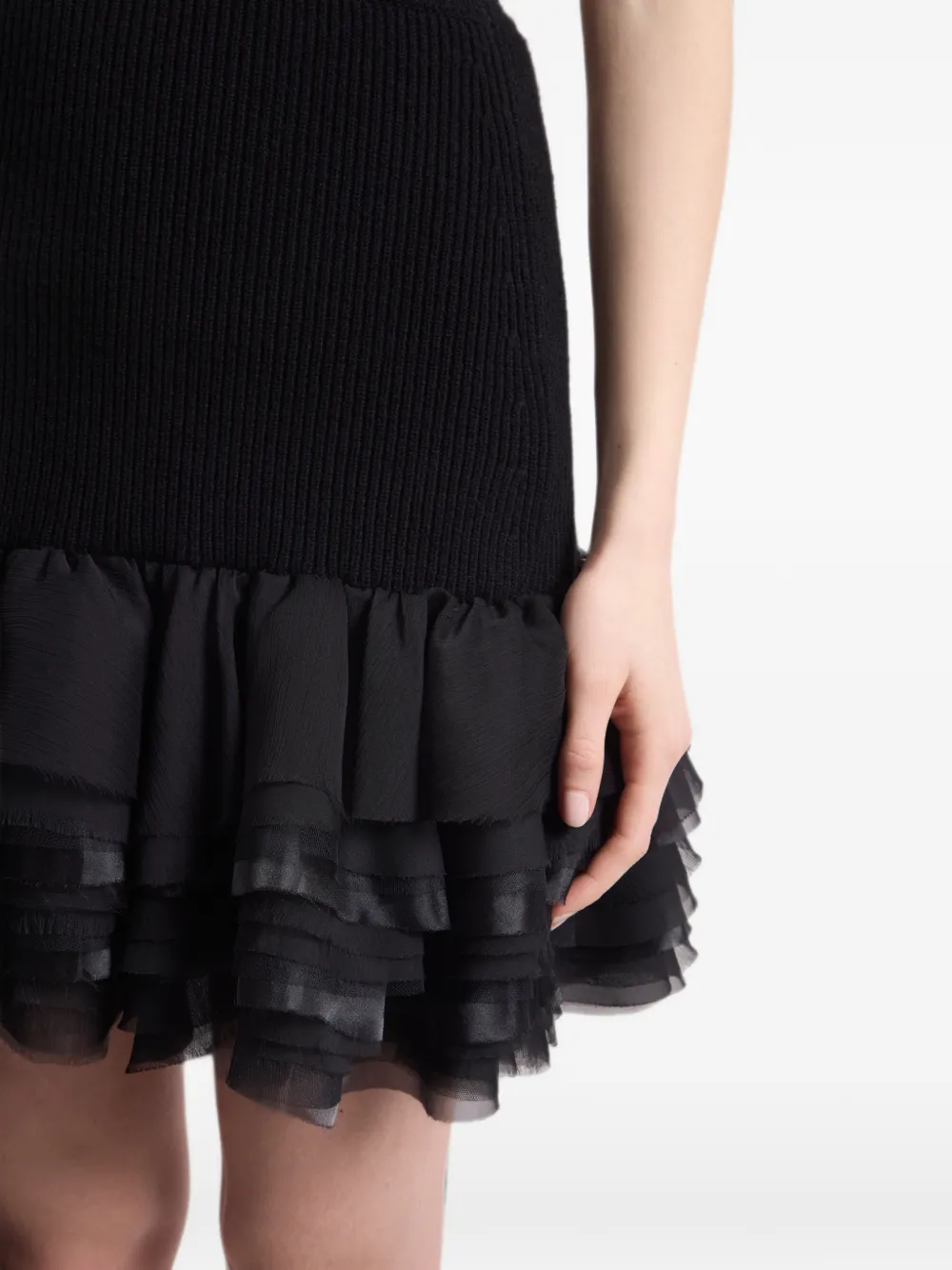 Nina Ricci Ribgebreide rok met ruches Zwart