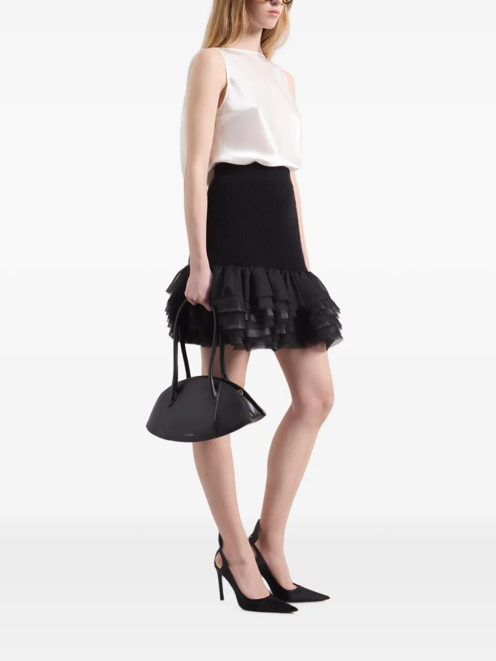Nina Ricci Ribgebreide rok met ruches Zwart