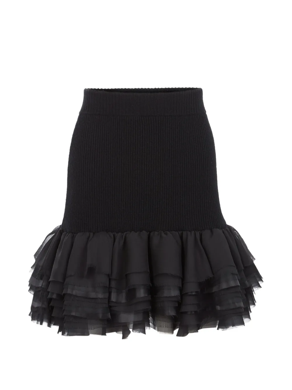 Nina Ricci ruffled ribbed-knit skirt - Schwarz