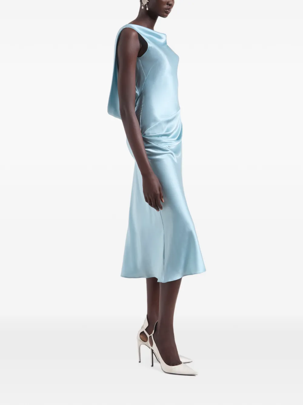 Nina Ricci Asymmetrische midi-jurk met open achterkant Blauw
