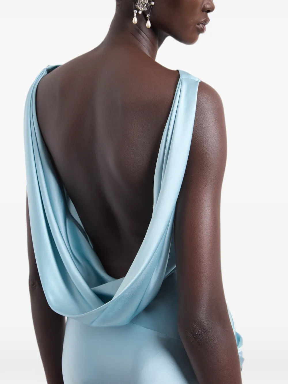Nina Ricci Asymmetrische midi-jurk met open achterkant Blauw