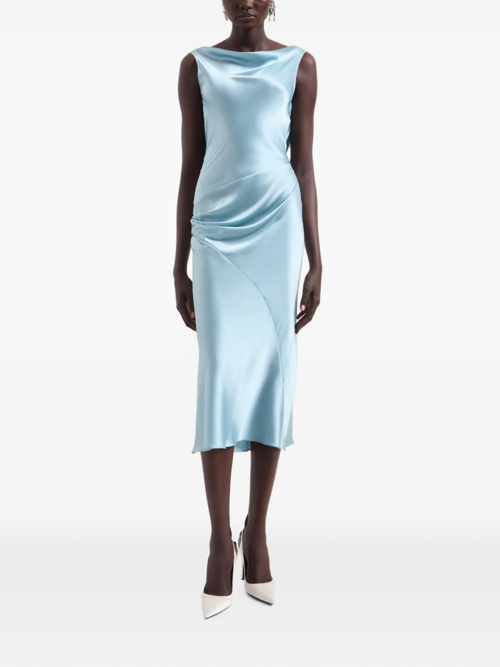 Nina Ricci Asymmetrische midi-jurk met open achterkant Blauw