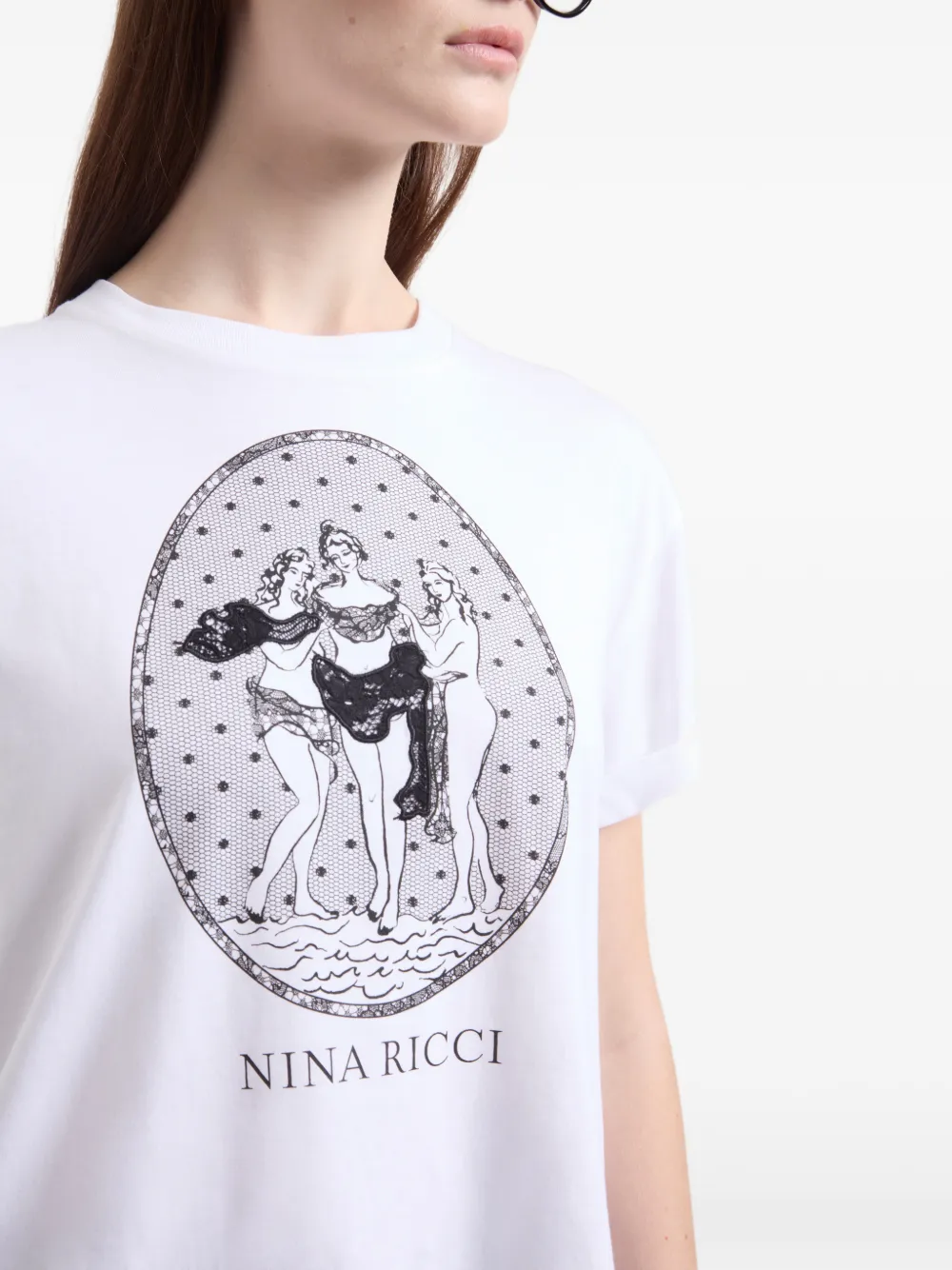 Nina Ricci Three Graces T-shirt met grafische print Wit
