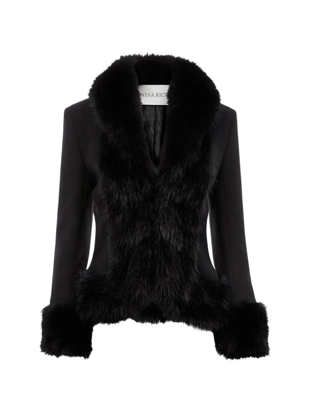 Nina Ricci Jacke mit Faux Fur-Besatz - Schwarz