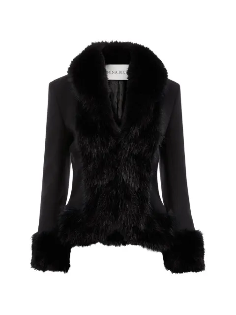 Nina Ricci faux-fur-trim rear-bow jacket