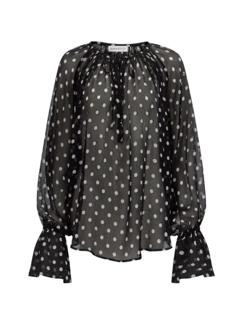 Nina Ricci blusa de seda con motivo de lunares