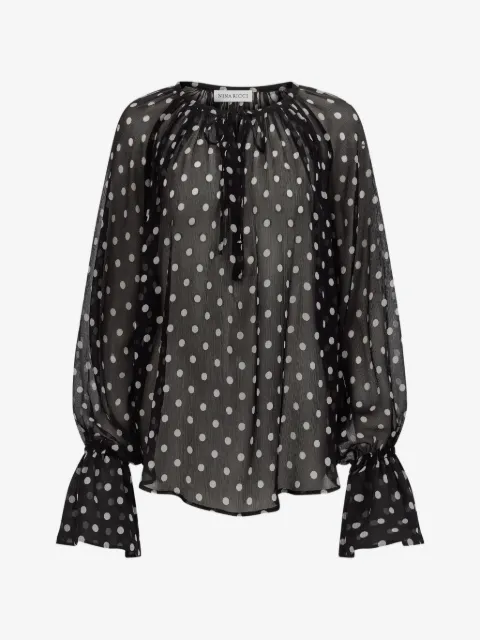 Nina Ricci blusa de seda con motivo de lunares