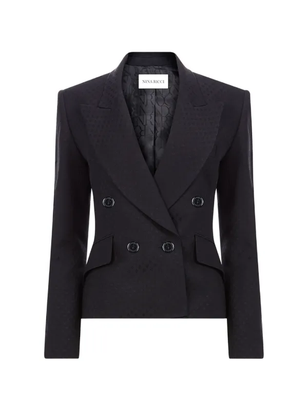 Nina Ricci Jacquard Double-breasted Blazer in Black