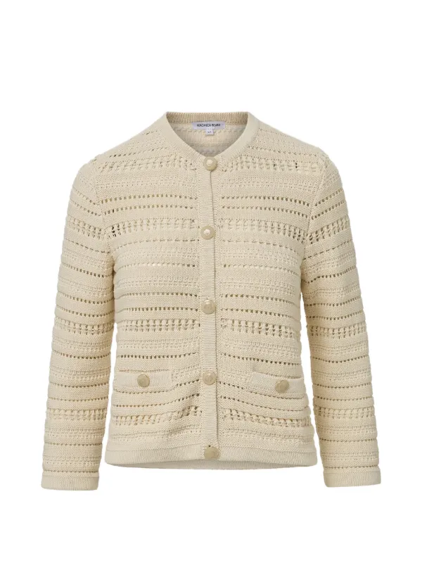 Veronica Beard Bellingham Open-knit Cardigan in Neutrals