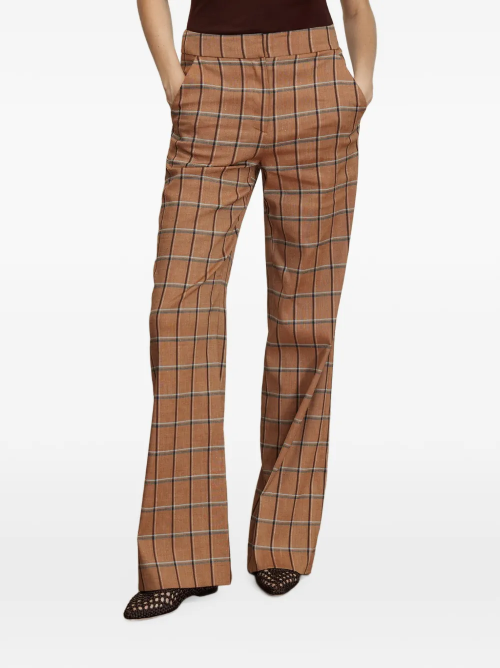 Veronica Beard Tonelli check-pattern trousers Bruin