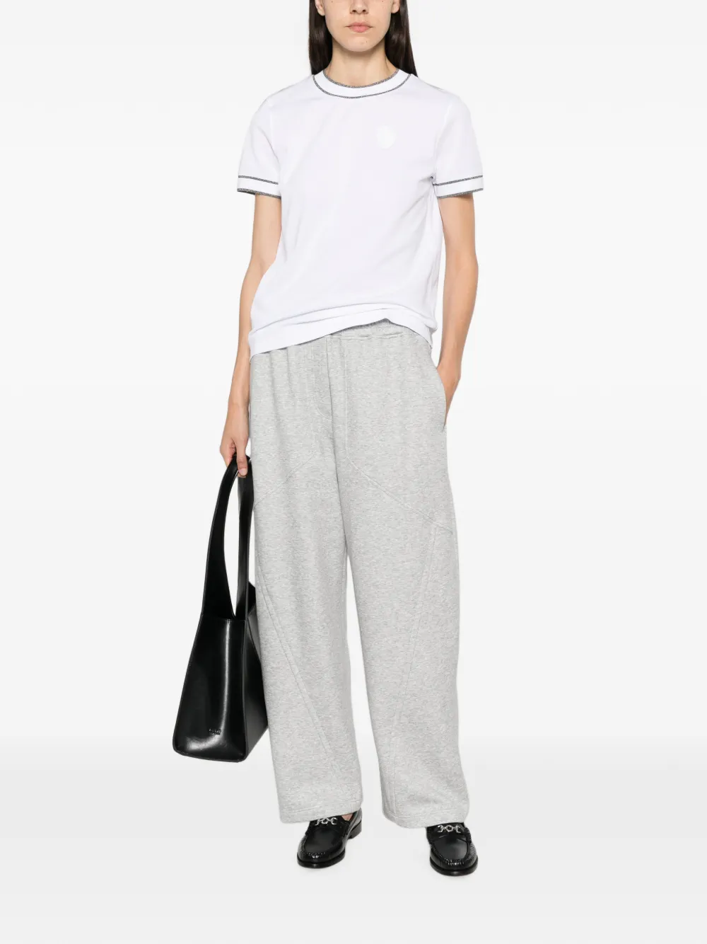 Brunello Cucinelli T-shirt met contrasterende afwerking en logopatch Wit