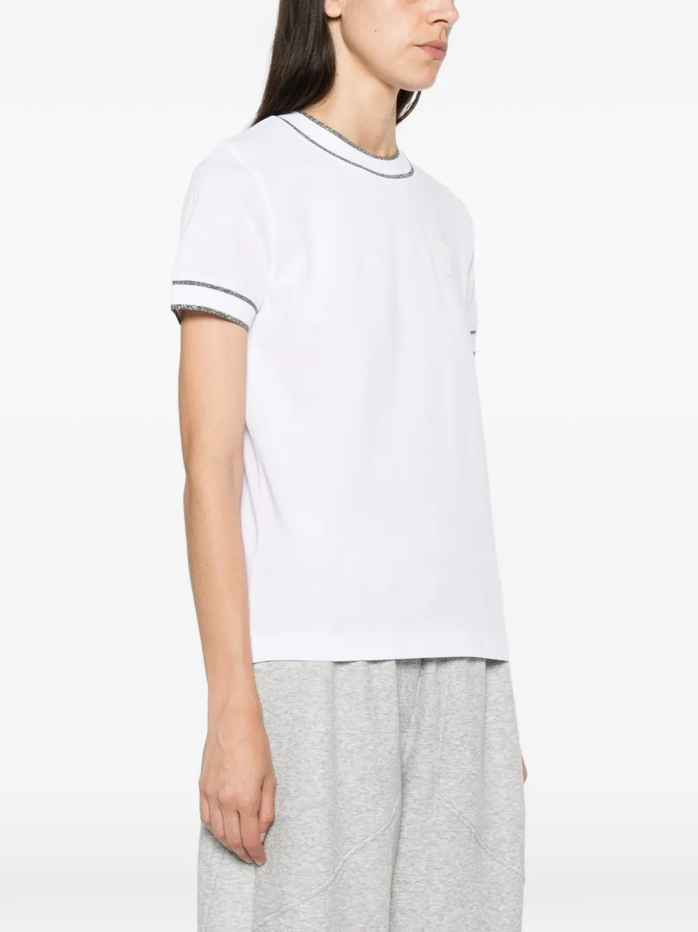 Brunello Cucinelli T-shirt met contrasterende afwerking en logopatch Wit