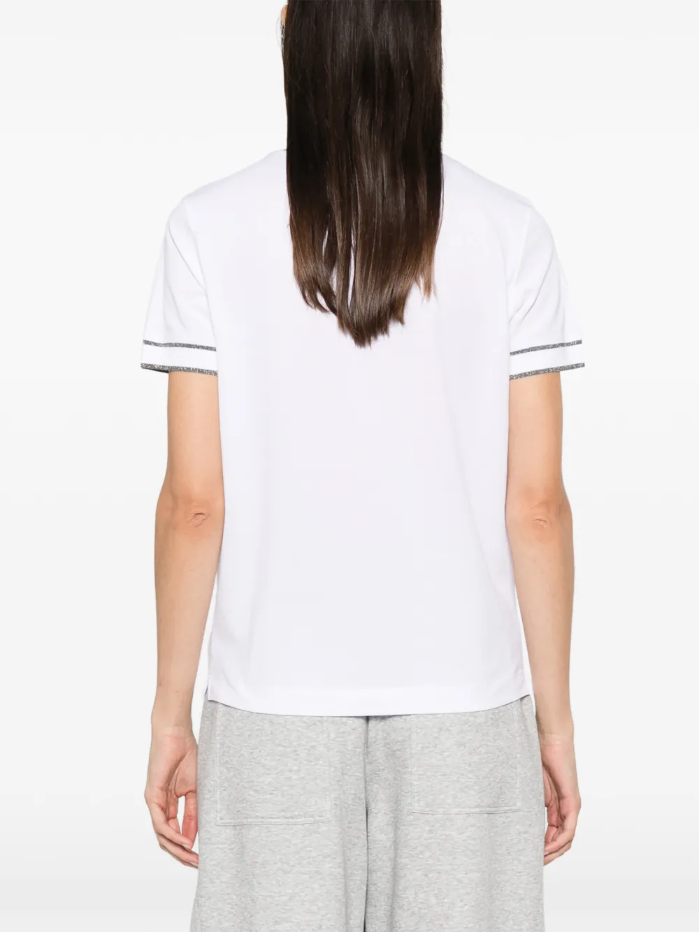 Brunello Cucinelli T-shirt met contrasterende afwerking en logopatch Wit