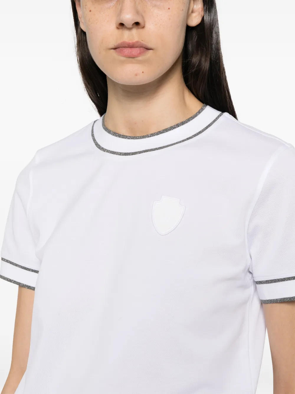 Brunello Cucinelli T-shirt met contrasterende afwerking en logopatch Wit