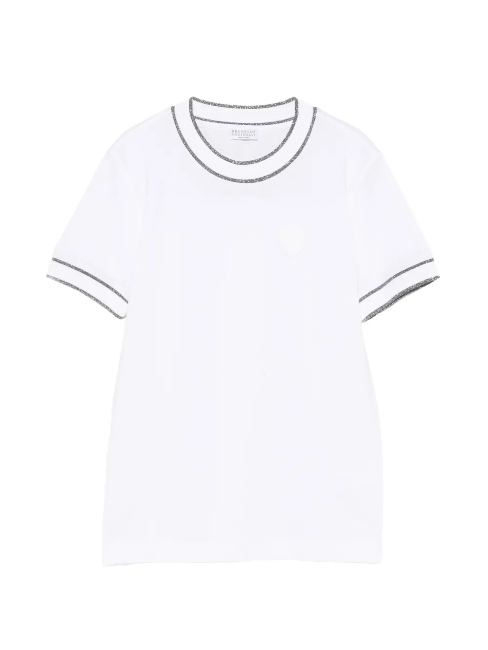 Brunello Cucinelli logo-patch contrast-trim T-shirt - Weiß