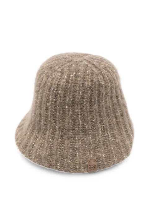 Brunello Cucinelli gorro de pescador tejido de canalé bordado con lentejuelas