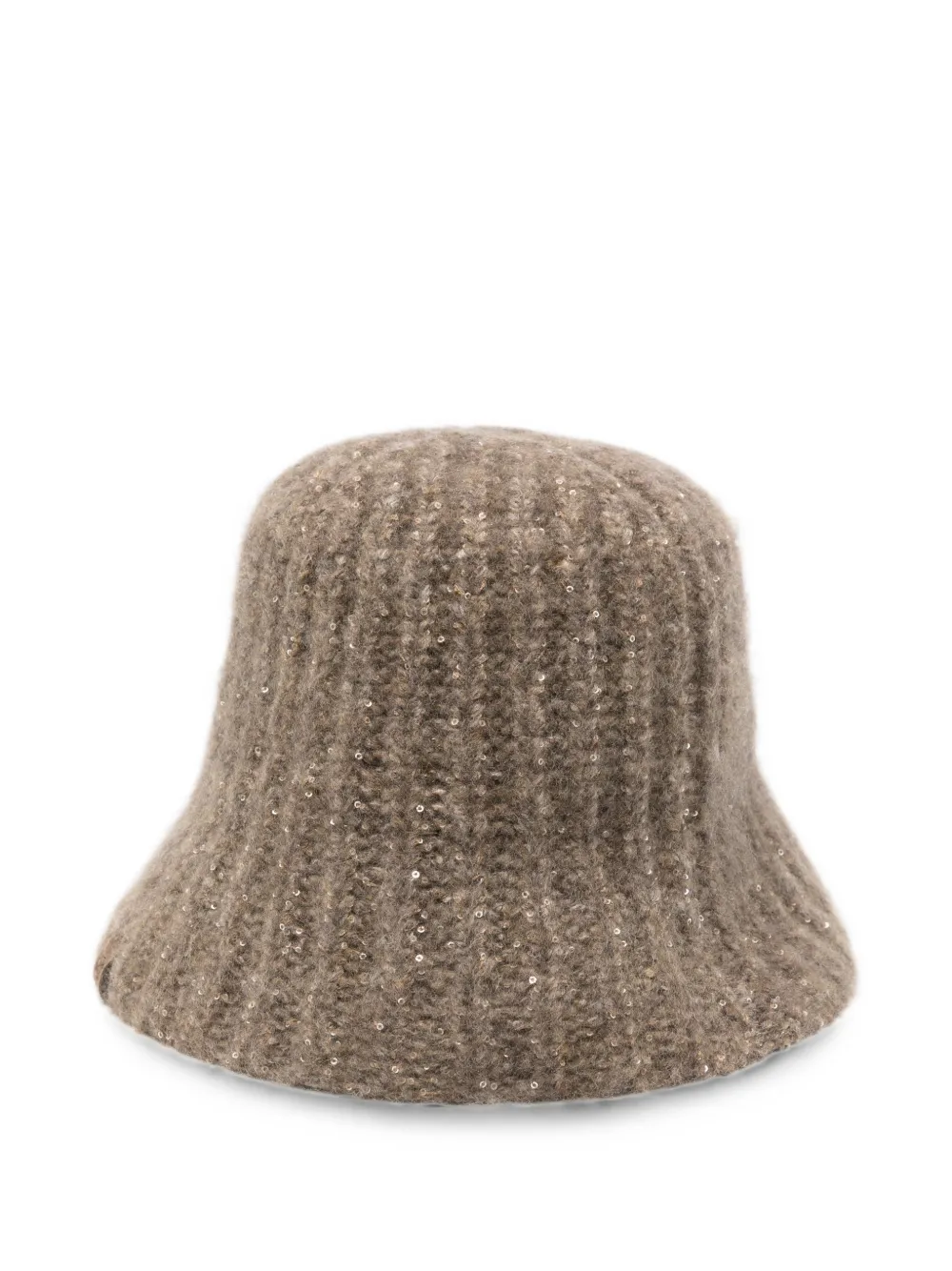 Brunello Cucinelli sequin-embellished ribbed-knit bucket hat Bruin
