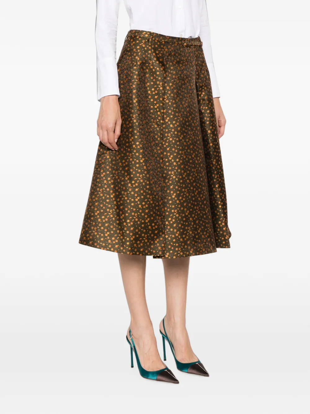 Prada Duchesse rok met jacquard Groen