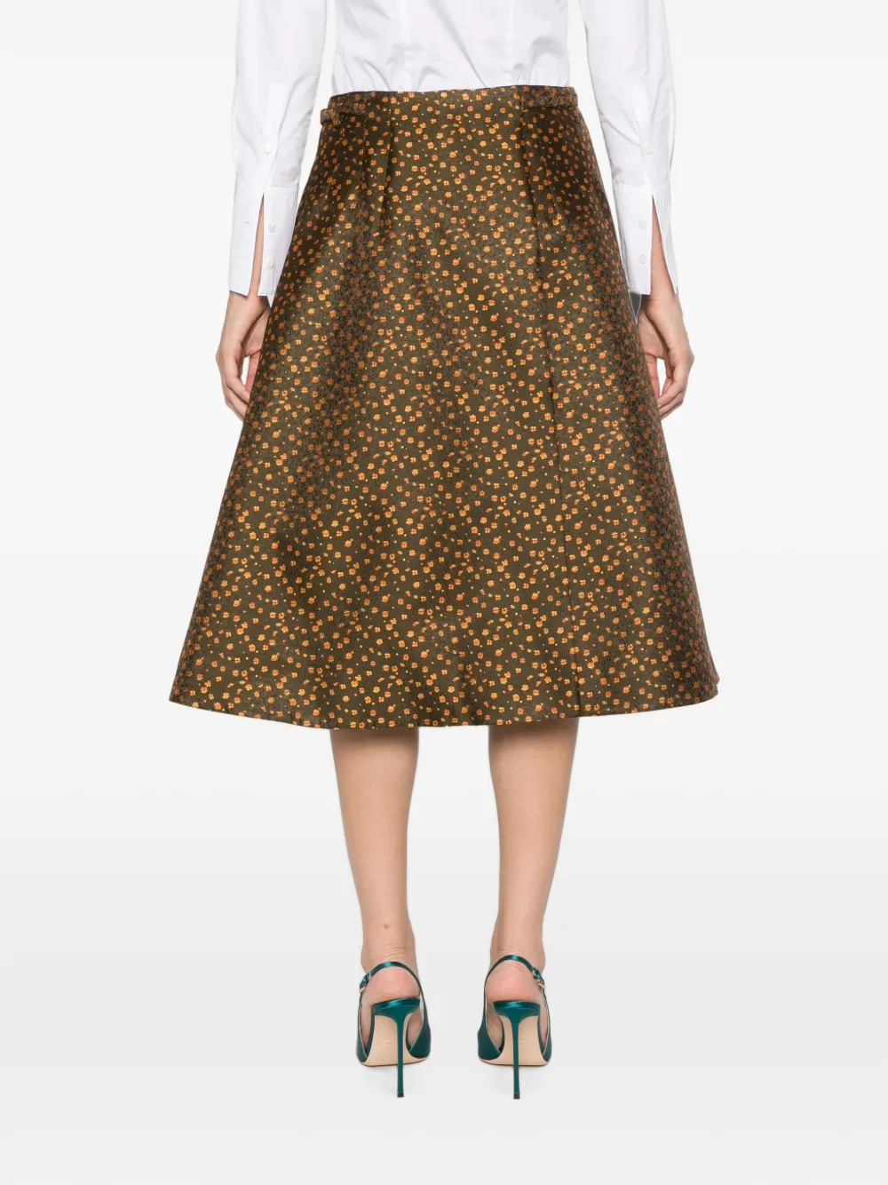 Prada Duchesse rok met jacquard Groen