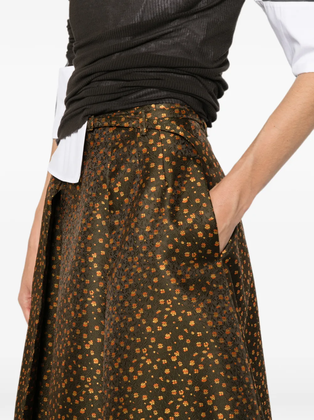 Prada Duchesse rok met jacquard Groen