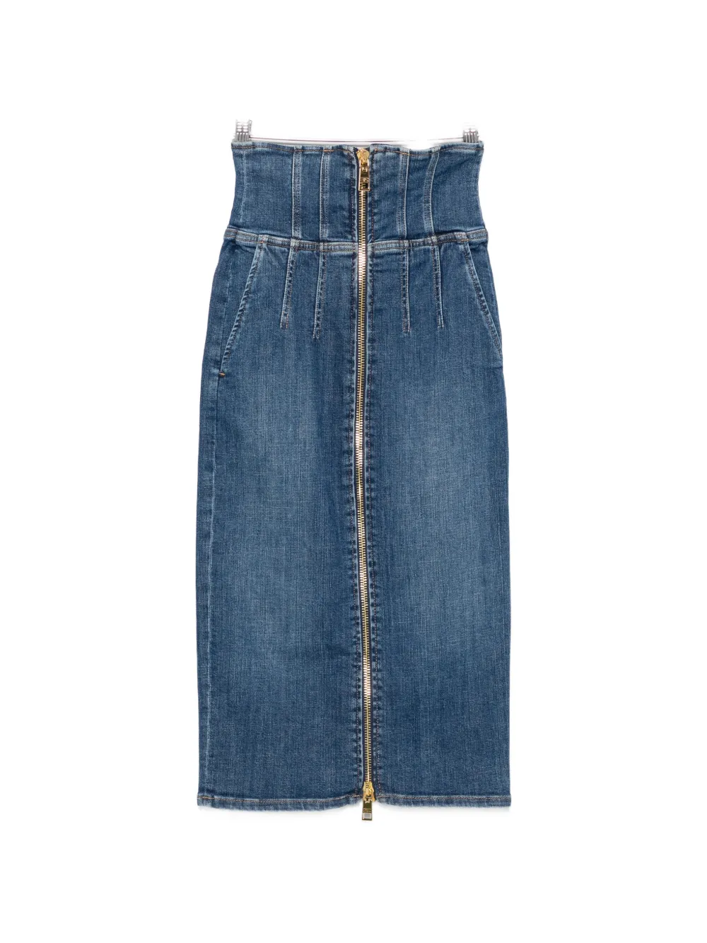 Elisabetta Franchi Zip-fastening High-waisted Midi Skirt In Blue