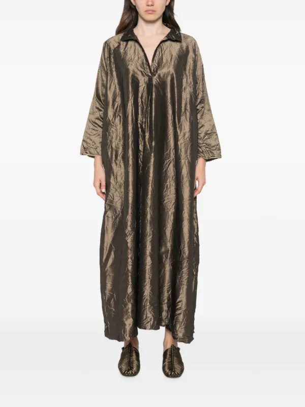 Daniela Gregis crinkled-finish Maxi Dress | Brown | FARFETCH UZ