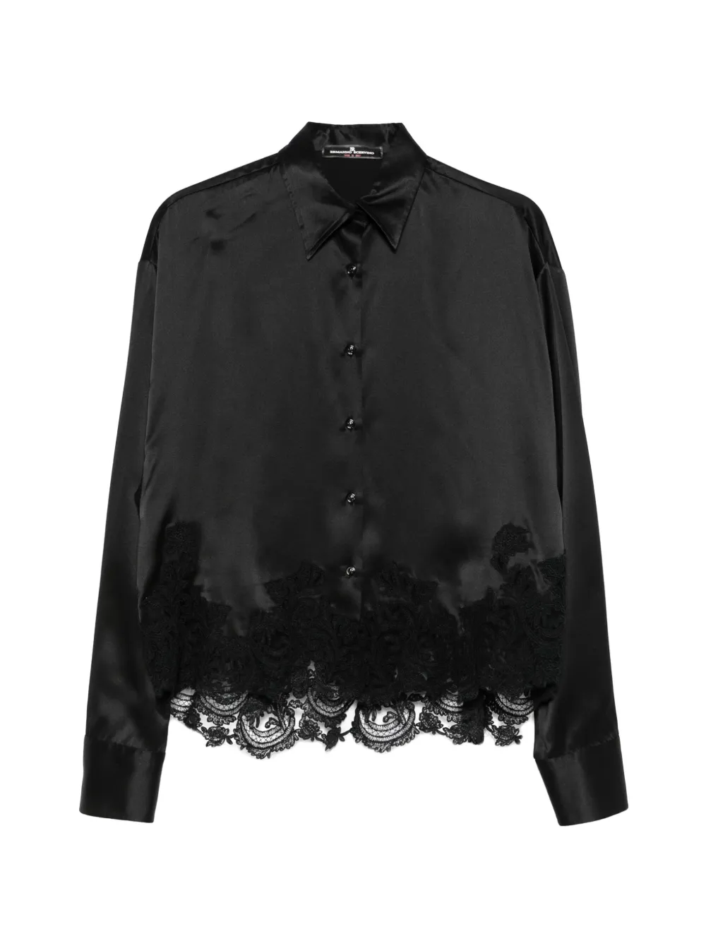 Ermanno Scervino lace-trimmed satin shirt - Schwarz