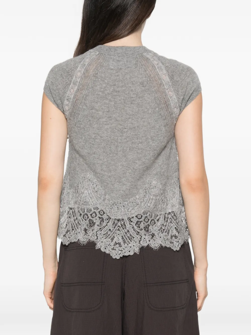Ermanno Scervino Top met kant Grijs