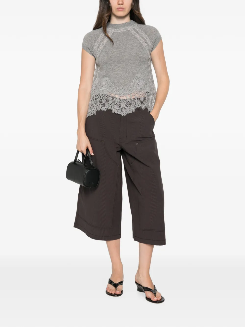 Ermanno Scervino Top met kant Grijs