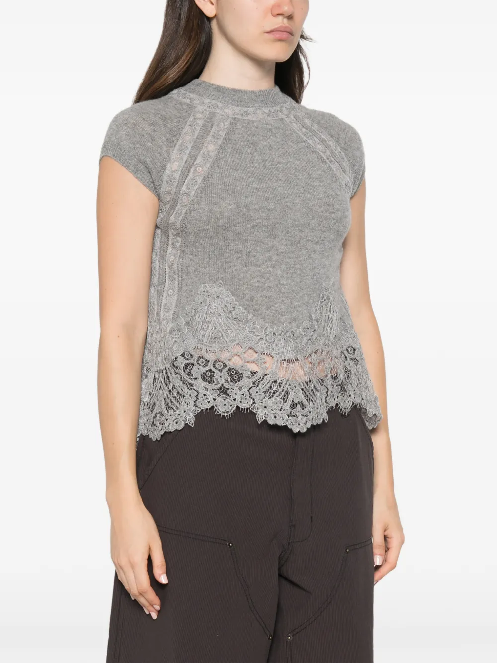 Ermanno Scervino Top met kant Grijs