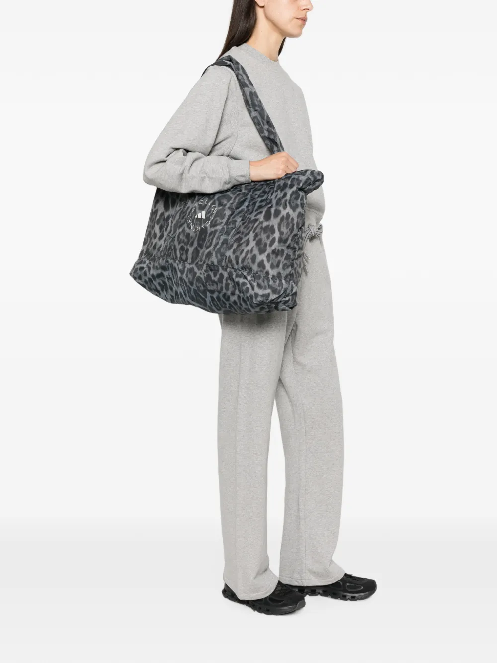 adidas by Stella McCartney Shopper met luipaardprint en logoprint Grijs